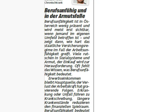 Berufsunfähig und in der Armutsfalle Berufsunfähig und in der Armutsfalle